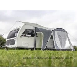 Sunncamp Swift Deluxe 220 SC SF2067 -The Outdoor Haven Store sunncampswift220sc sf2067sidecanopy compressor
